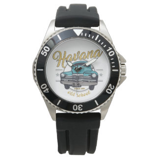 Cuba Havana Cuban Old Car Beach Travel Gift Horloge