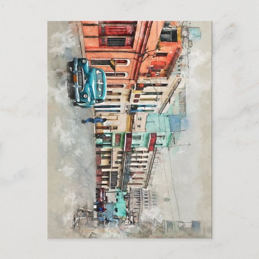 Cuba Havana Cuban Old Car Caribbean Beach Briefkaart (Voorkant)