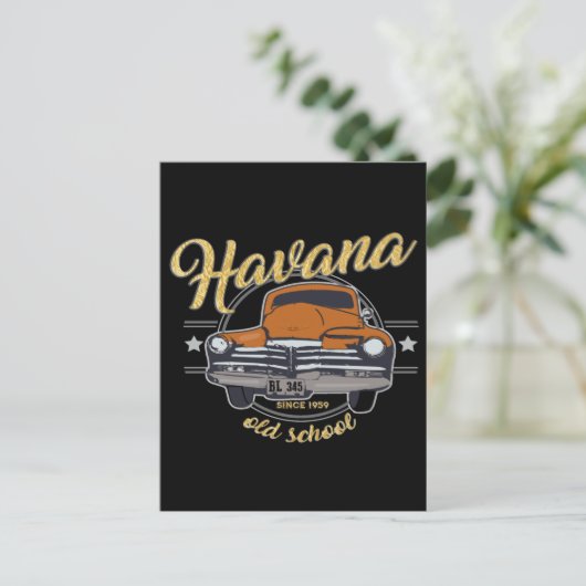 Cuba Havana Cuban Old Car Caribbean Beach Briefkaart (Staand voorkant)