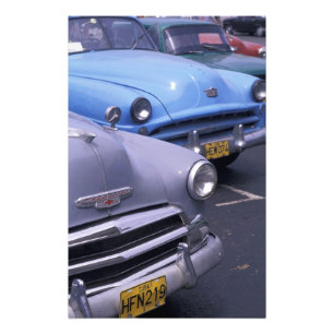 Cuba, Havana. Klassieke auto's uit de jaren 50 Foto Afdruk