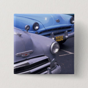 Cuba, Havana. Klassieke auto's uit de jaren 50 Vierkante Button 5,1 Cm