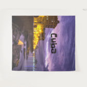 Cuba Havana Kustlijn Stadslichten 's Nachts Wandkleed (Voorkant (horizontaal))