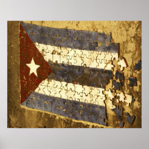 CUBA, Havana. Mozaïekpuzzel van de cubaanse vlag i Poster