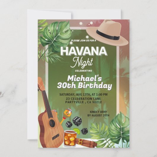 Cuba Havana Night Man Verjaardag Kaart (Voorkant)