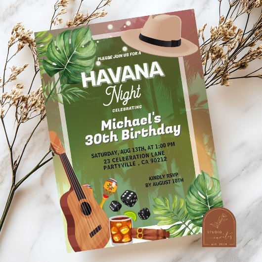 Cuba Havana Night Man Verjaardag Kaart