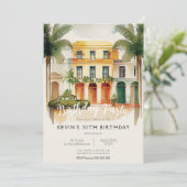 Cuba Havana Palm Trees Verjaardagsfeest Uitnodigin Kaart (Staand voorkant)