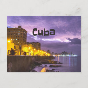Cuba Havana Shoreline Citylights bij nacht Briefkaart