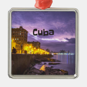 Cuba Havana Shoreline Citylights bij nacht Metalen Ornament