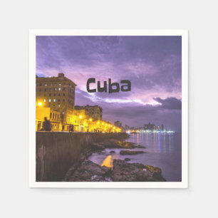 Cuba Havana Shoreline Citylights bij nacht Servet