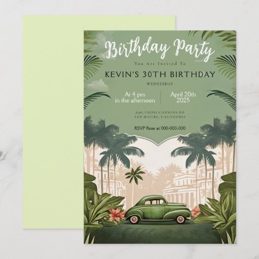 Cuba Havana Verjaardagsfeest Uitnodiging (Voorkant / Achterkant)