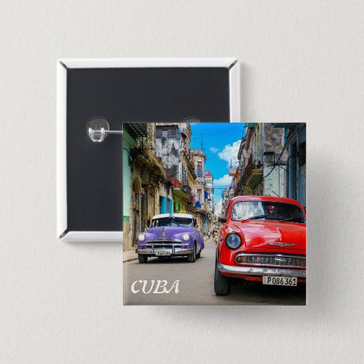CUBA HAVANA VIERKANTE BUTTON 5,1 CM (Voorkant /achterkant)
