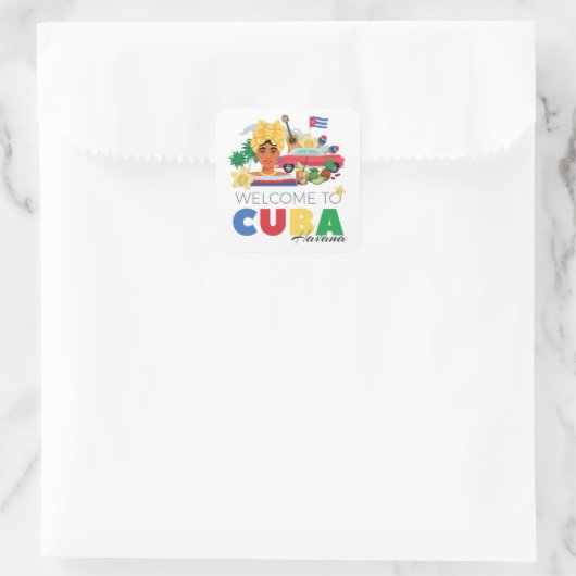 Cuba Havana Vierkante Sticker (Tas)