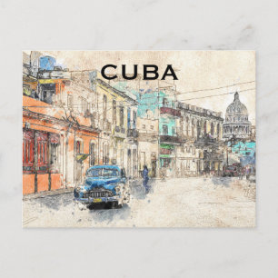 Cuba Havana Vintage Travel Tourism Add Briefkaart