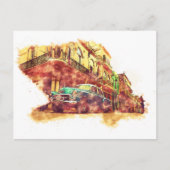 Cuba Havana, Waterverf Sketch Art  stijl Briefkaart (Voorkant)