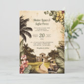 Cuba Havana Weddenschap Uitnodigingsbruiloft Kaart (Staand voorkant)