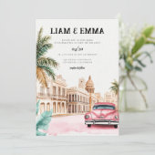 Cuba Havana Weddenschap Uitnodigingsbruiloft Kaart (Staand voorkant)