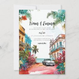 Cuba Havana Weddenschap Uitnodigingsbruiloft Kaart