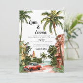 Cuba Havana Weddenschap Uitnodigingsbruiloft Kaart (Staand voorkant)