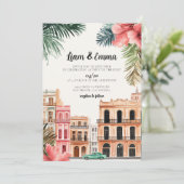 Cuba Havana Weddenschap Uitnodigingsbruiloft Kaart (Staand voorkant)