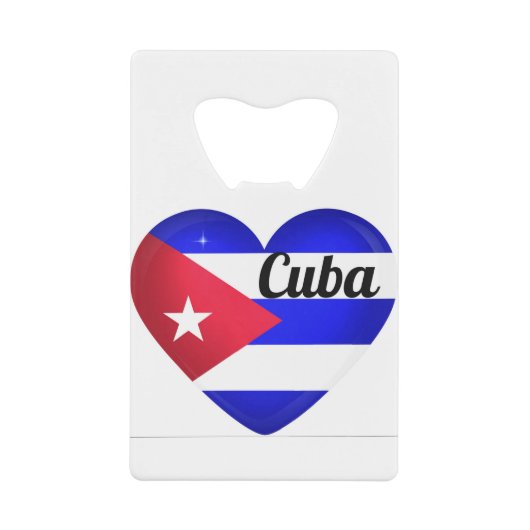 Cuba Heart Flag Creditkaart Flessenopener (Voorkant)