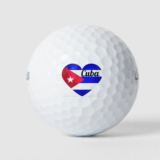 Cuba Heart Flag Golfballen (Voorkant)