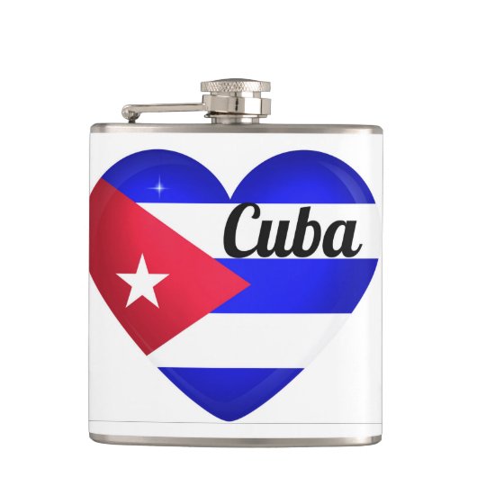 Cuba Heart Flag Heupfles (Voorkant)