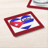 Cuba Heart Flag Kartonnen Onderzetters (Schuin)