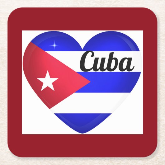 Cuba Heart Flag Kartonnen Onderzetters (Voorkant)