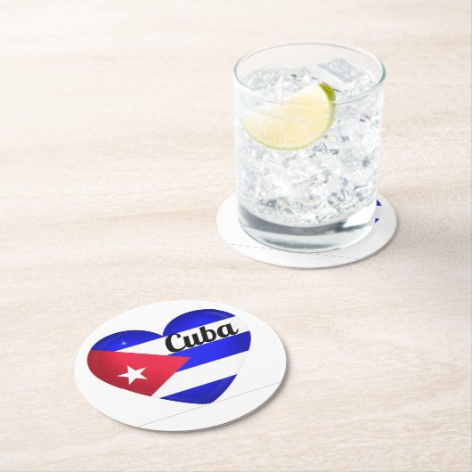 Cuba Heart Flag Ronde Kartonnen Onderzetter (Insitu)