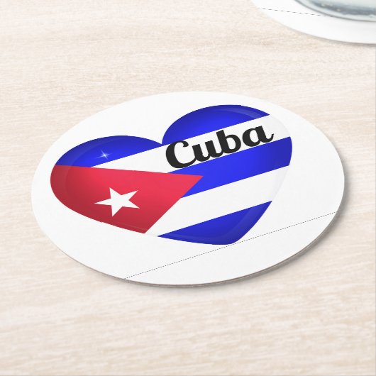 Cuba Heart Flag Ronde Kartonnen Onderzetter (Gebogen)