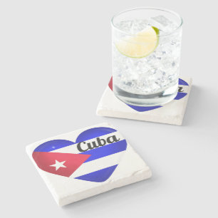 Cuba Heart Flag Stenen Onderzetter