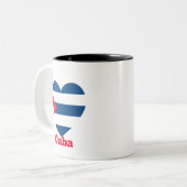 Cuba Heart Flag Tweekleurige Koffiemok (Voorkant links)