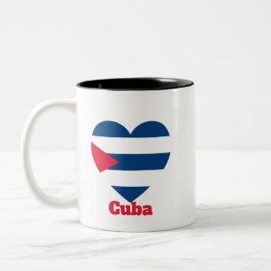 Cuba Heart Flag Tweekleurige Koffiemok