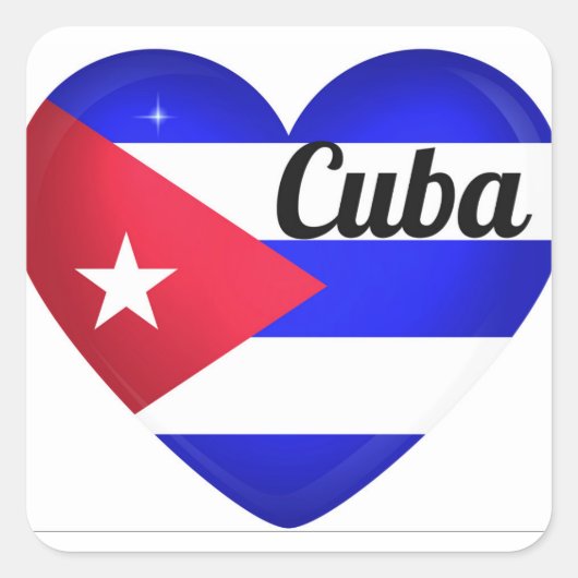 Cuba Heart Flag Vierkante Sticker (Voorkant)