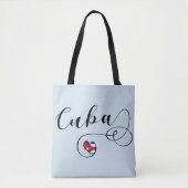 Cuba Heart Grocery Bag, Cubaanse vlag Tote Bag (Voorkant)