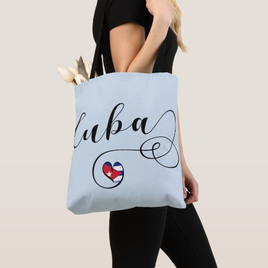 Cuba Heart Grocery Bag, Cubaanse vlag Tote Bag (Dichtbij)