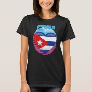 Cuba Heart Retro Havana City Caribische vlag T-shirt