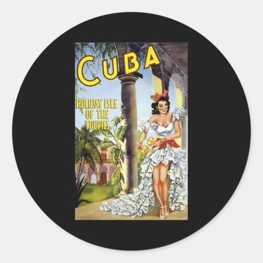 Cuba Holiday Isle of the Tropics Ronde Sticker (Voorkant)