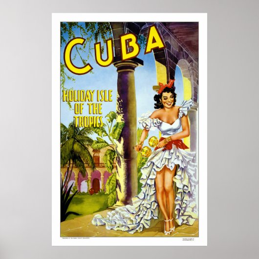 Cuba - Holiday Isle Vintage Travel Poster (Voorkant)
