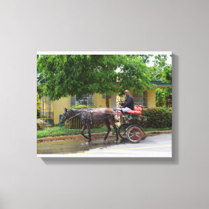 Cuba Horse Drawn Cart Canvas Afdruk