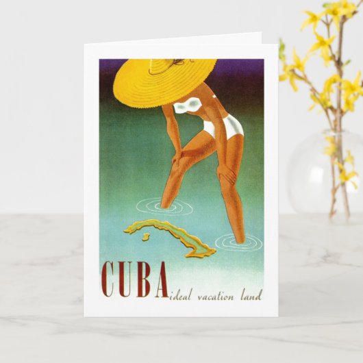  Cuba Ideal Vacation Land Kaart (Gele Bloem)