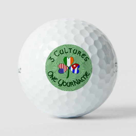 Cuba Ierland VS Shamrock Vlag gepersonaliseerd Golfballen (Voorkant)