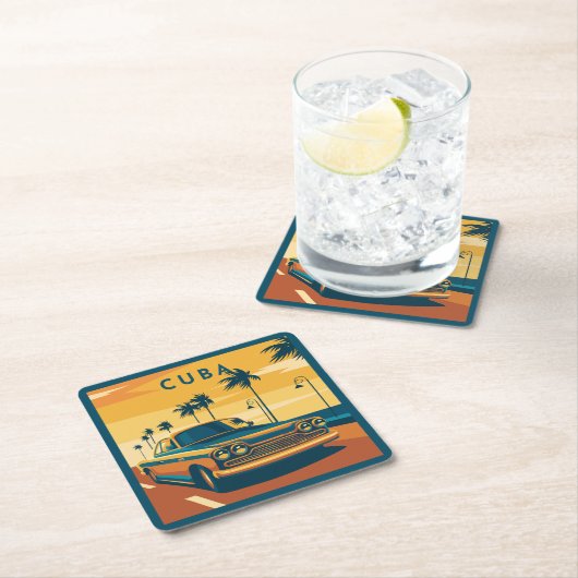 Cuba-illustratie Kartonnen Onderzetters (Insitu)