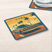 Cuba-illustratie Kartonnen Onderzetters (Schuin)