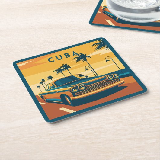 Cuba-illustratie Kartonnen Onderzetters (Schuin)