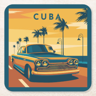 Cuba-illustratie Kartonnen Onderzetters