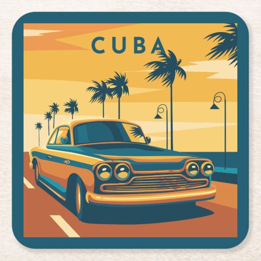 Cuba-illustratie Kartonnen Onderzetters (Voorkant)