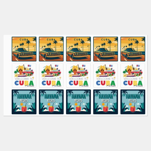 Cuba-illustratie Labels (Vel)