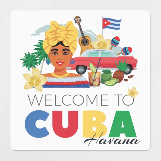 Cuba-illustratie Labels (Design 2)