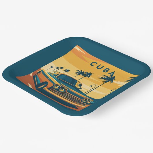 Cuba-illustratie Papieren Bordje (Gebogen)